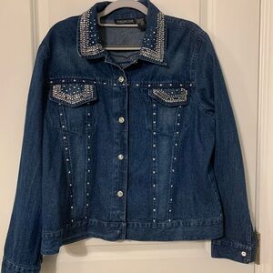 New Directions Blue Denim Rhinestone Jacket